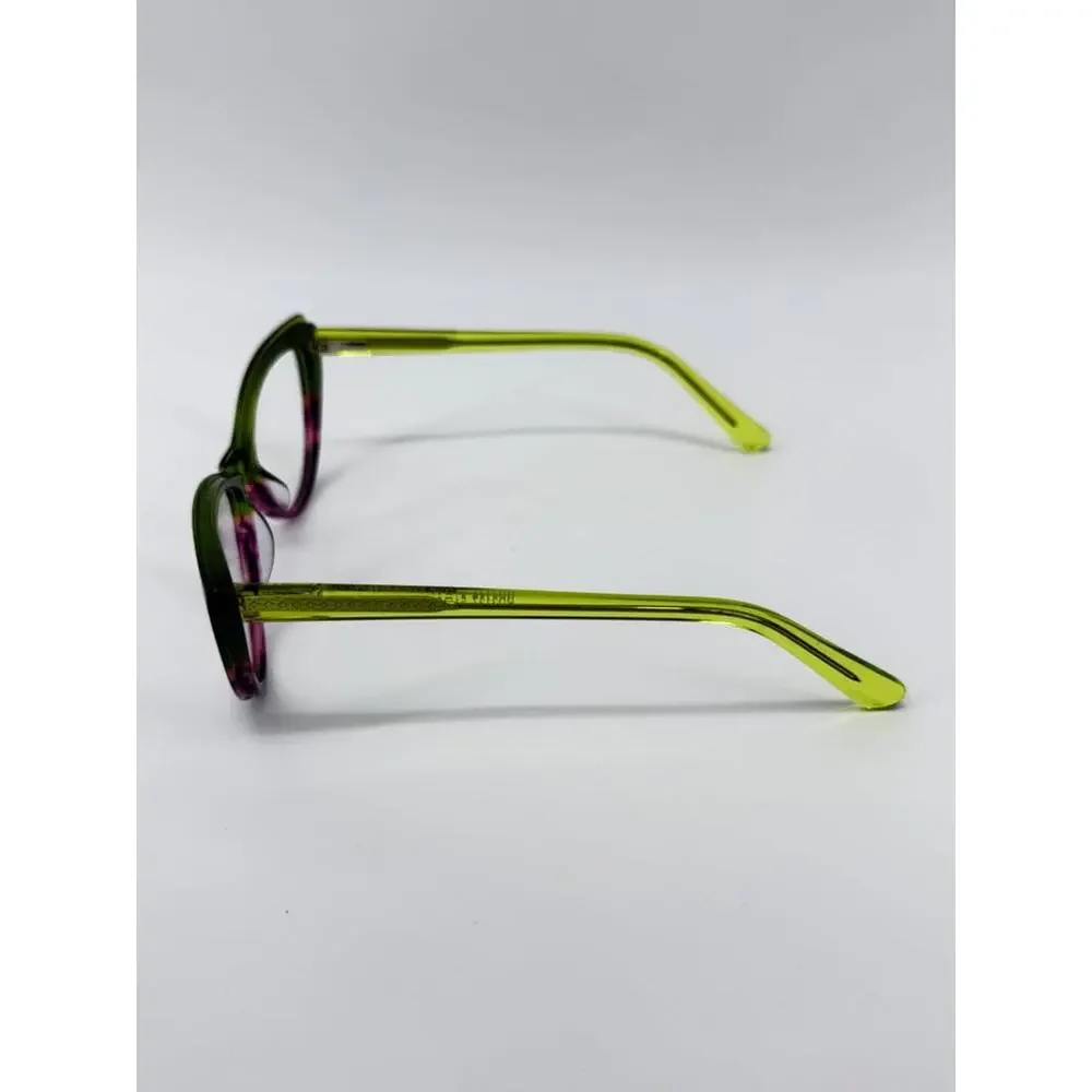 Green & Purple CatEye Acetate Eyeglasses Frames w/ Clear Lenses